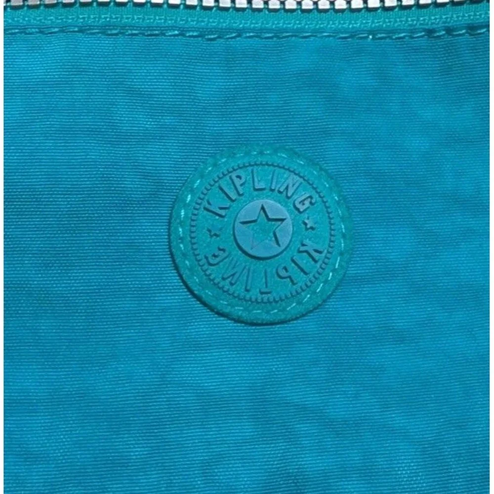 Kipling Keiko Mini Crossbody Bag Teal Turquoise Nylon Triple Zip Monkey